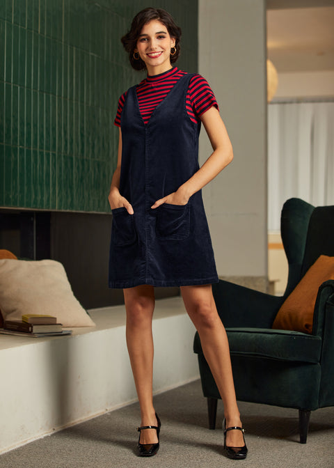 Retro Radiance V-hals fløjlskjole-2