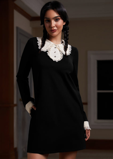 Kjole med blonder og blade-3