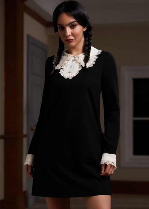 Kjole med blonder og blade-5