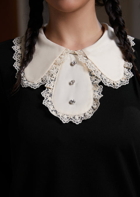 Kjole med blonder og blade-1