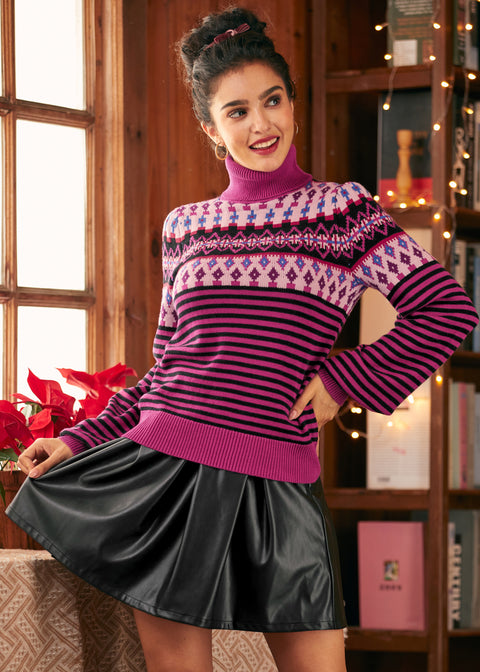 Nostalgisk Strik Puff Skulder Rullekrave-3