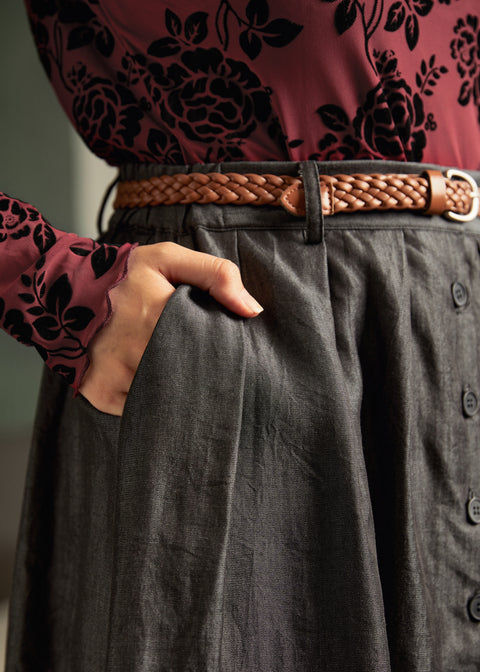 Boghandlens bedste Chambray A-formede nederdel-1