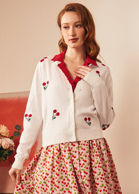 Cherry on Top cardigan med rund hals-3