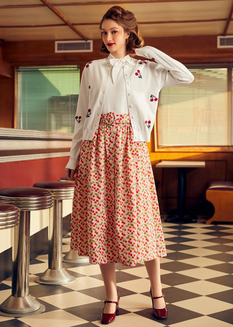 Cherry on Top cardigan med rund hals-4