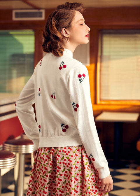 Cherry on Top cardigan med rund hals-2