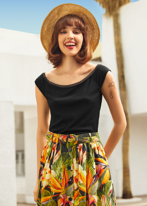 Lace by Day Marilyn Neck T-shirt (Slutsalg)-6