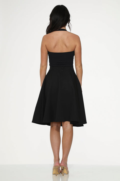 Sort Hot Pink Broderet Puddel Gynge Nederdel-3