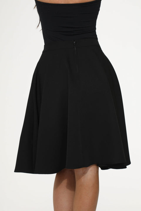 Sort Hot Pink Broderet Puddel Gynge Nederdel-5