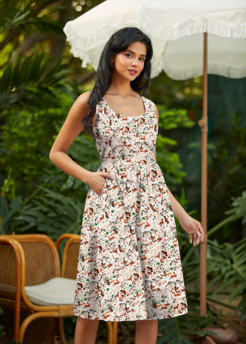 Retro Fit&Flare Kjole Campingplads-2