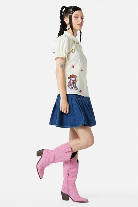 Meowdy Badge-bluse-2