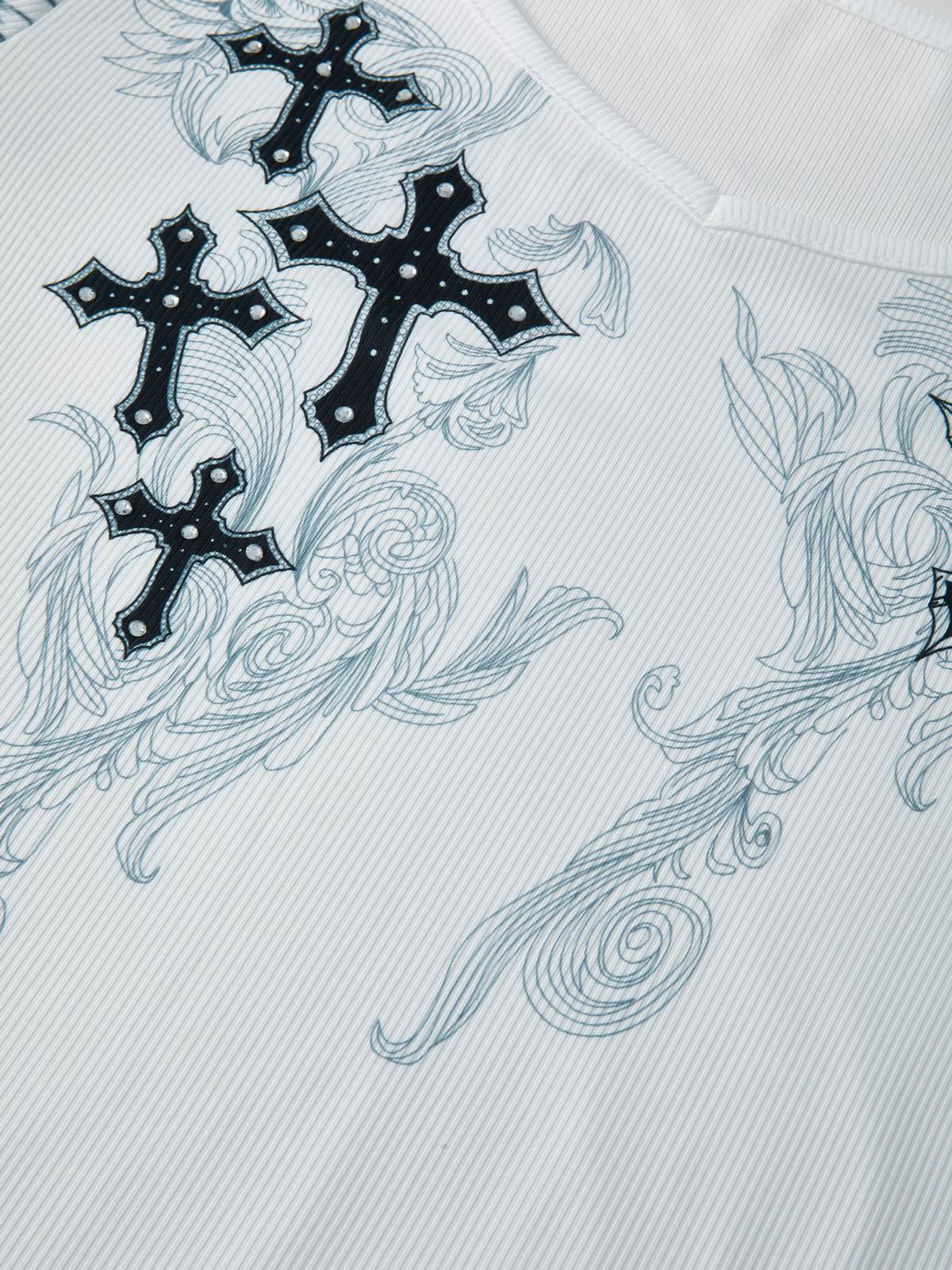 Vintage Grunge Cross Ribbed Long Sleeve Tee-4