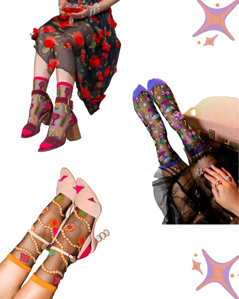 Sorte, transparente sokker, pakke 1 ?? Happy Hour-1