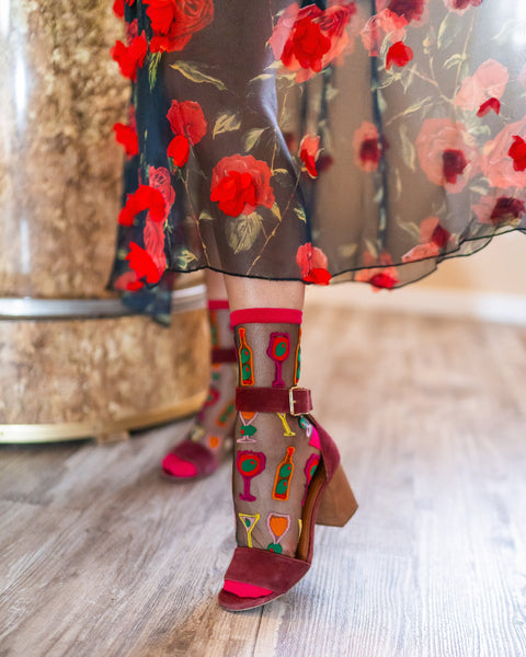 Sorte, transparente sokker, pakke 1 ?? Happy Hour-6