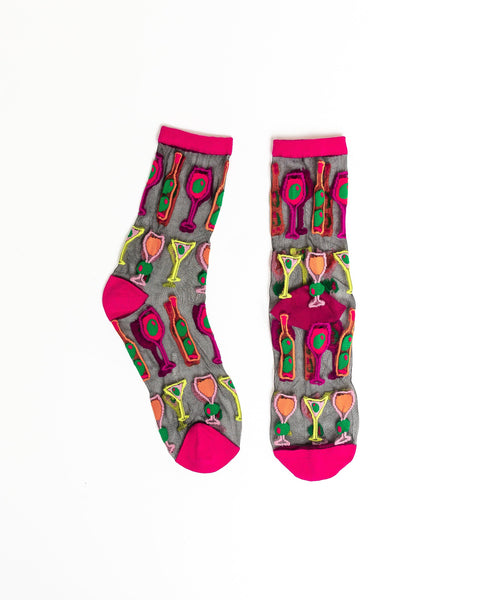 Sorte, transparente sokker, pakke 1 ?? Happy Hour-2