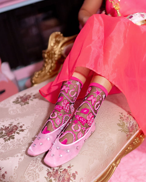 Disco Barbie Sort Transparent Crew Sok-5