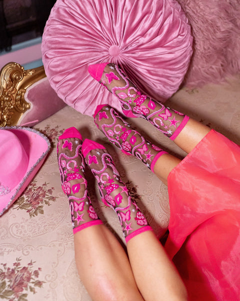 Disco Barbie Sort Transparent Crew Sok-6