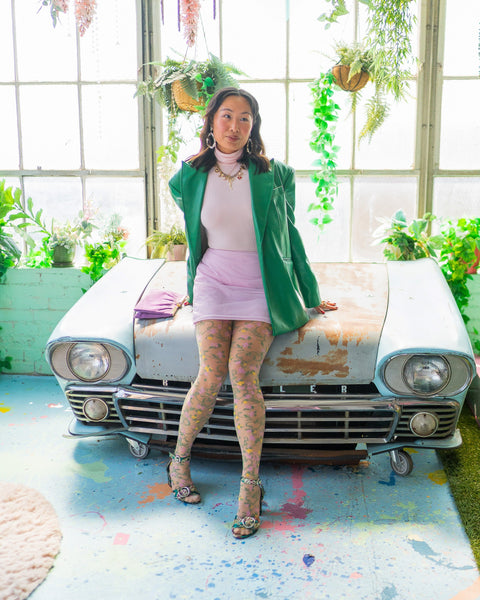 Hjerte Blomster Transparente Lårhøje Strømper-1