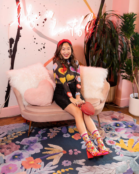 Y2K Hearts Ruffle Sheer Crew Sok-3