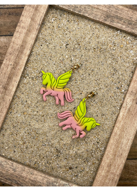 Enhjørning Ombre Dingle Øreringe - Pink-2