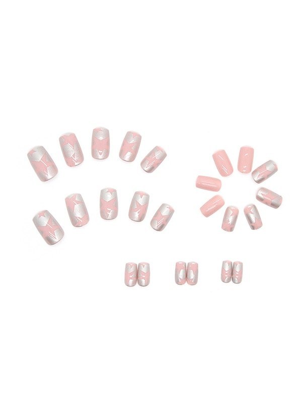 24pcs Metallic Star Pattern Press On Nails-1